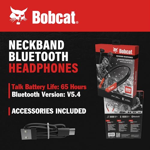 Image of CJ TECH Bobcat Neckband Bluetooth Headphones - Earphones with Microphone, 80H Battery, Fast Charging - IPX4 Sweatproof Sports Headphones for Running, Gym, and Workout