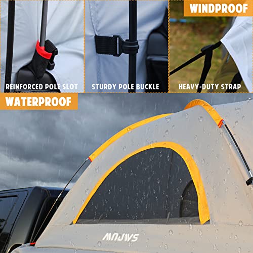 Truck Bed Tent With Rainfly For 5.5-6 Ft Truck Bed - 2 Person Waterproof & Windproof Pickup Truck Tent - Portable Double Layer Tent For Camping & Hiking (Gray) #TOP2