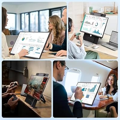 APILDELLA 16.2 Portable Laptop Monitor Extender, 1200P HDR Screen with 360 Rotation, Ultra-Light Travel Second Screen, Plug & Play via Mini HDMI/Type-C, Compatible with Windows/Mac/PS5