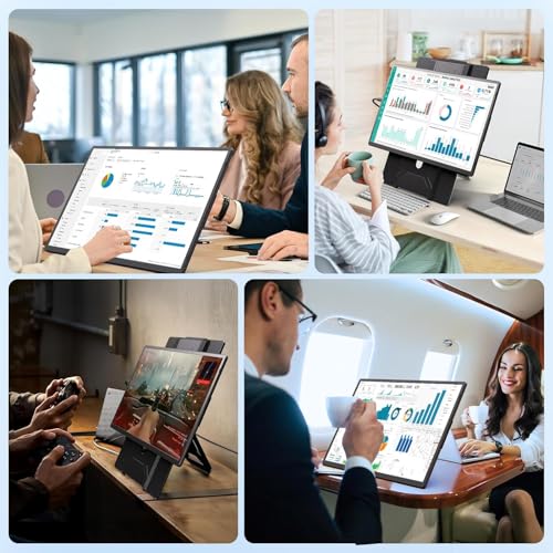 Image of APILDELLA 16.2 inch Portable Laptop Monitor Extender, 1200P HDR Screen with 360 Rotation, Ultra-Light Travel Second Screen, Plug & Play via Mini HDMI /Type-C, Compatible with Windows /Mac /PS5