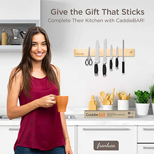 Caddiebar Premium Wood Magnetic Knife Strip – Powerful Magnetic Knife Holder For Wall, Wood Magnetic Strip For Kitchen Knives, Elegant Knife Rack For Wall – 16" Wood Knife Magnetic Strip By Franluca #TOP4