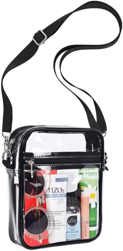 Clear Bag for Concert Stadium Approved, Plastic Clear Cross Body Bag with Adjustable Strap, Waterproof Multifunction Transparent Bag for Men Women Work Travel