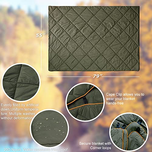 Fasward Double Puffy Camping Blanket, Cozy, Warm, Lightweight, Packable, Water-Resistance Outdoor Blanket For Travel,Picnic,Backpacking And Beach Trip #TOP20