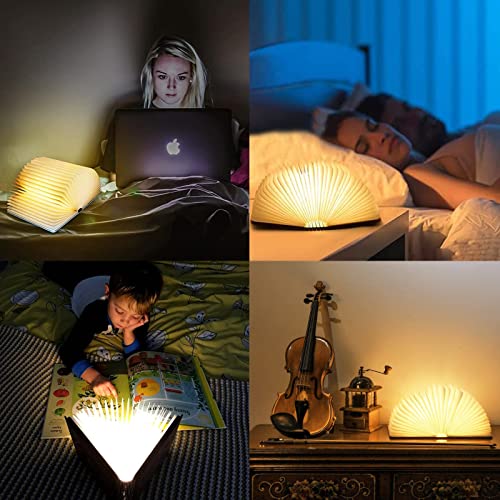 Image of Wooden Book Light Novelty LED Night Light Portable Folding Book Lamp Paper Lantern for Home Decor Gifts for Book Lovers Women (3 Colors /Black Walnut, S:5.7 * 4.3 * 1.0in(14.4x10.9x2.54cm))
