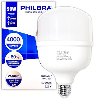 Lâmpada Led Alta Potência Philbra 50w 6500K Luz Branca