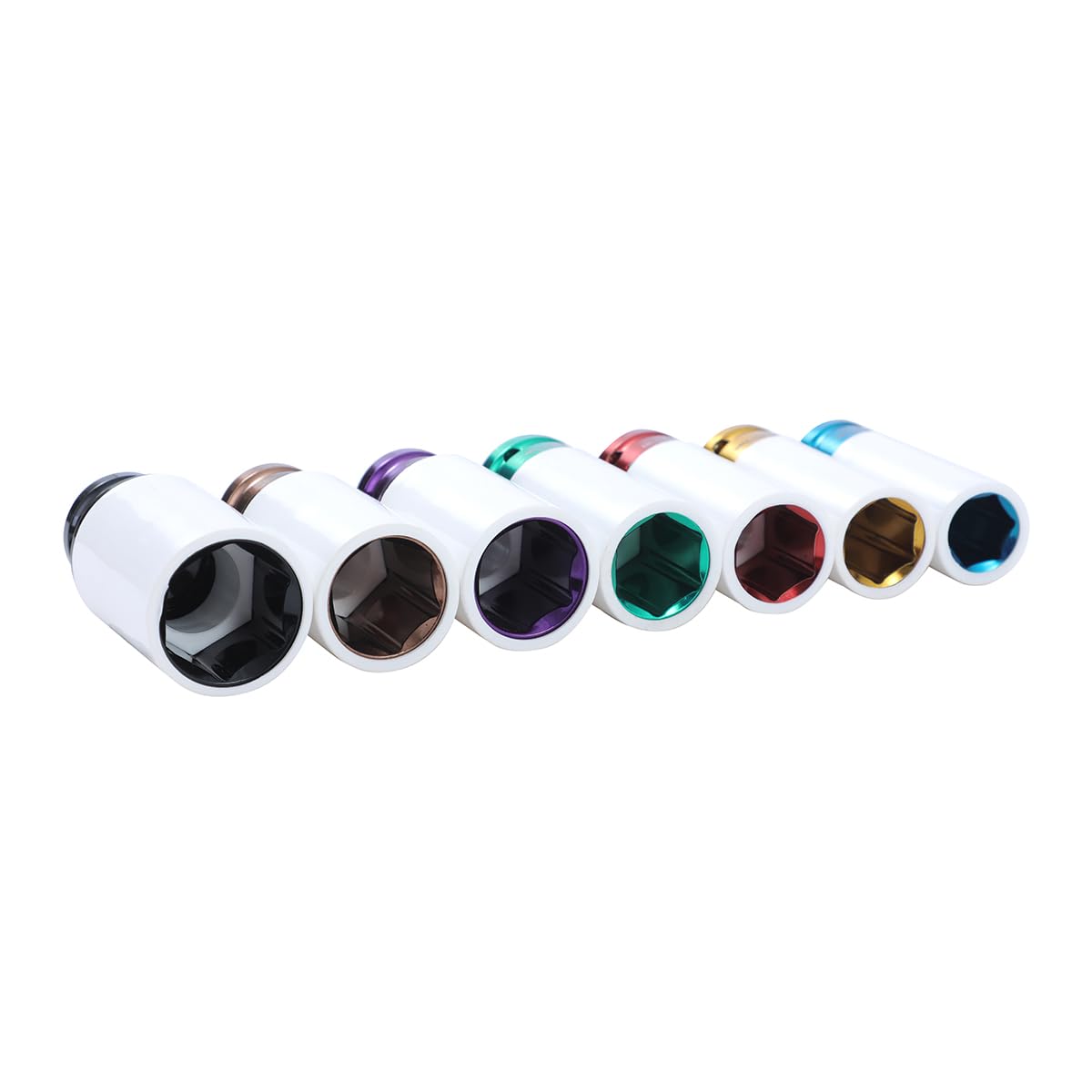 TOPWAY 1/2 Inch Drive Alloy Wheel Impact Deep Socket Set 17-27mm 7PCs Multicolour Extra Thin Wall Metric Protective Lug Nut Sockets - Image 4