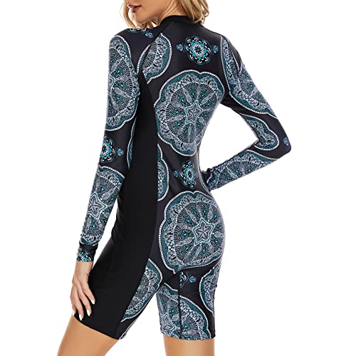 Image of Century Star UPF 50+ Modest Long Sleeve Swimsuits for Women Bathing Suit Rash Guard Surfing One Piece High Neck Swimwear