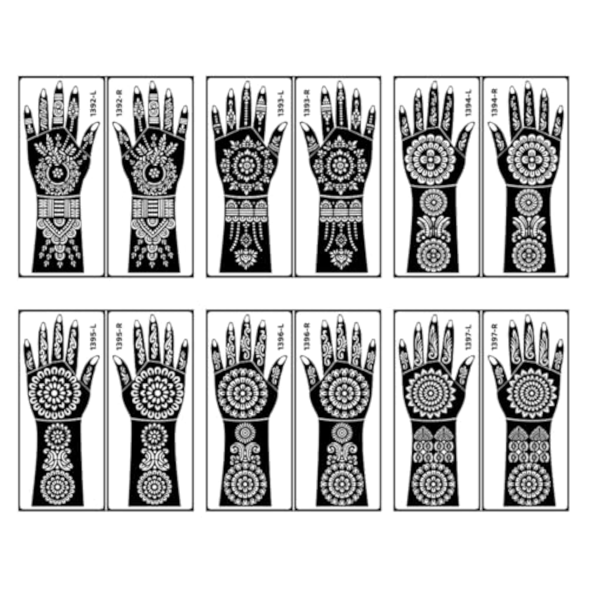 Full Hand Mehndi Stencil Sticker Set with Multiple Stylish Designs