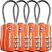 TSA Approved Travel Combination Cable Luggage Locks for Suitcases & Backpacks - 4 Pack of Orange TSA Locks