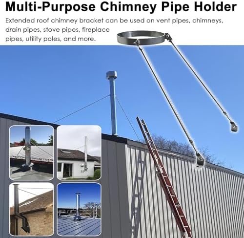 Customizable Stainless Steel Chimney Pipe Brace Holder - Universal Stove Pipe Support Brackets, Durable Side/Top Mount Stabilizer for Roof Installation