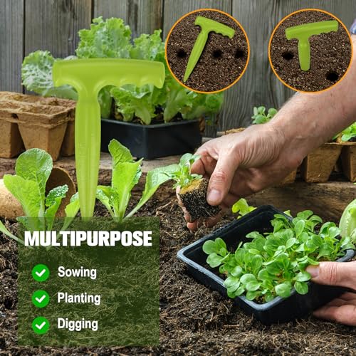 Milifox 6.9 inch Bulb Planter Tool - Plastic Sow Dibbler with Handle - Garden Hand Dibber for Plant - Seed Planter Tool for Sowing Seeds,Planting Bulbs,Digging（Light Green） - Thumbnail 4