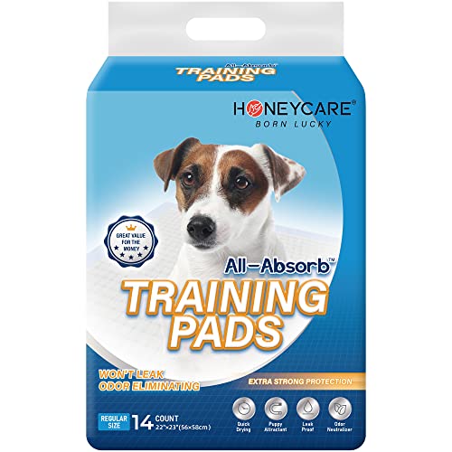 Honey Care All-Absorb Dog Pee Pads 22" X 23" (Pack Of 14), Ultra Absorbent And Odor Eliminating Puppy Pads For Training, 5-Layer Leak-Proof Pee Pads With Quick-Dry Surface For Potty Training #TOP29