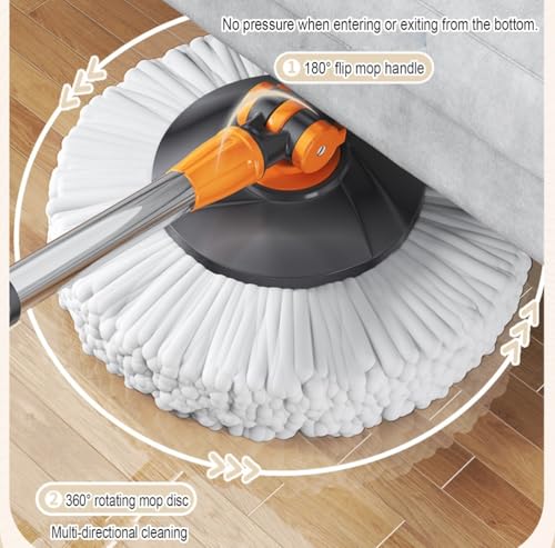 Cubo con fregona giratoria 360° para limpiar sin esfuerzo suelos y azulejos del hogar 6