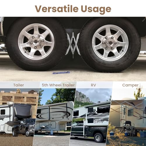 Pafessa X-Shaped RV Wheel Chock Fit 4.13” to 13.4” Camper Wheel Chock Stabilizer Scissor with Accessories Pair for Travel Trailer, Heavy Duty Tire Wheel Chock Scissor Locking X Chock, 2Pack by Pafessa - Used condition - Image 5