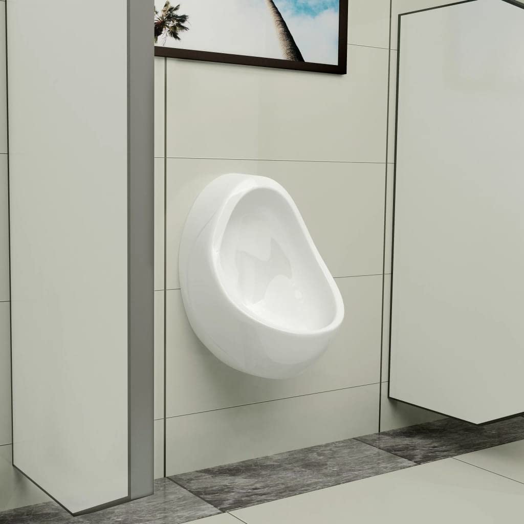 Urinoir Homme Mural Extérieur, Urinoir suspendu avec valve de chasse d'eau Céramique Blanc