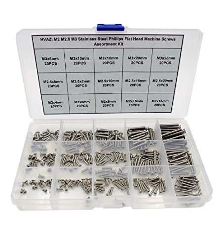 Hvazi M2 M2.5 M3 Stainless Steel Phillips Flat Head Machine Screws Assortment Kit #TOP1
