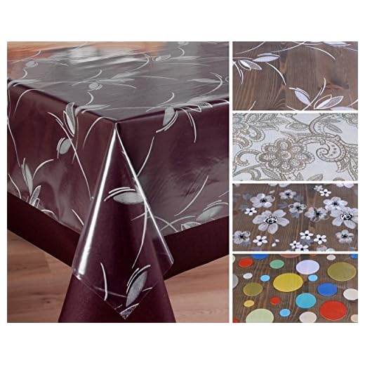 Transparente Folie Bedruckt Motiv und Größe wählbar, Tischdecke Tischschutz Rund Oval Eckig (Ranke weiß Eckig 140x160 cm)