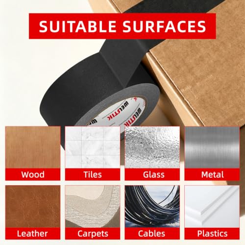 Image of WELSTIK 2 inch x 30 Yards Black Gaffers Tape 12 Pack - Bulk Professional Grade Gaffer Tape Multipack - Non-Reflective Heavy Duty Adhesion Cable Management Stage Tape for Commercial Studio & Floor