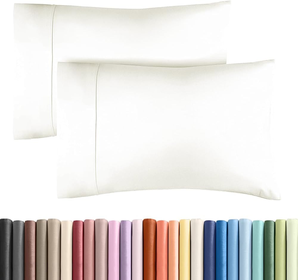 Standard Pillow Cases - 2 Pack Pillowcase Covers, 20" x 26" - Antique White