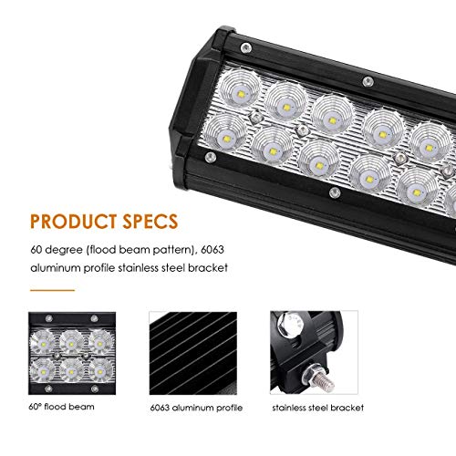 image for Auxbeam LED Light Bar 7Inch 36W Flood Led Off Road Driving Lights LED 