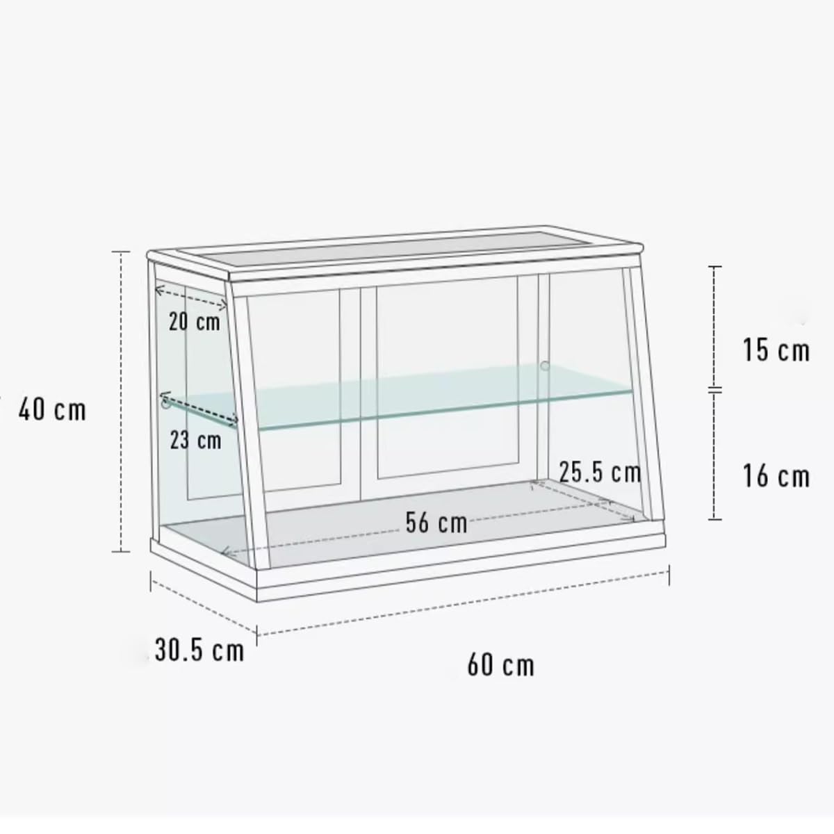 Vitrina de 23,65 Pulgadas para Pasteles y Galletas, gabinete de Nogal Negro para Figuras coleccionables, aparador de 2 Niveles con Vidrio Transparente, Organizador de Joyas para mostrador Comercial (