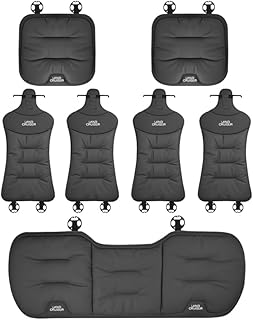 シートカバー Land Cruiser適用 専用ロゴ付き 最新 レザー シートクッション 250 300 シリーズ対応 車用 シートカバーセット 蒸れない 座クッション 体圧分散 前座席用 後部座席用 カー用品 (ブラック, 7枚セット・4席分用)