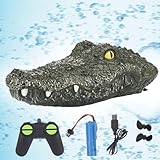 Remote Control Alligator Head for Water, 2.4 Ghz 4-Ways Floating Alligator Head, Crocodile Head Remote Control Boat, Alligator Swimming Head, Fake Alligator Head for Pond Decorations Outdoor