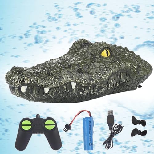 Remote Control Alligator Head for Water, 2.4 Ghz 4-Ways Floating Alligator Head, Crocodile Head Remote Control Boat, Alligator Swimming Head, Fake Alligator Head for Pond Decorations Outdoor