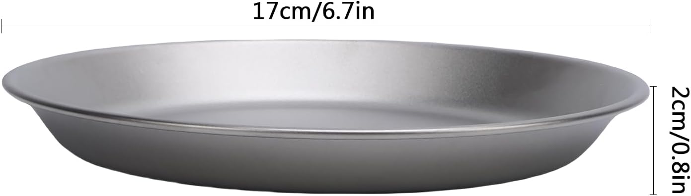 Ti Camping Plate,2pcs 500ml and 300ml Pure Ti Dish Lightweight Dinner Dish Stackable Round Plates Portable Camping Pan Dinnerware Set for Outdoor Backpacking Hiking