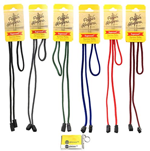 Peeper Keepers Eyeglass Retainer | Supercord | Eyeglass Holder | Assortment(2), 6Pk Mix | W/Microfiber Cloth, Screwdriver #TOP1