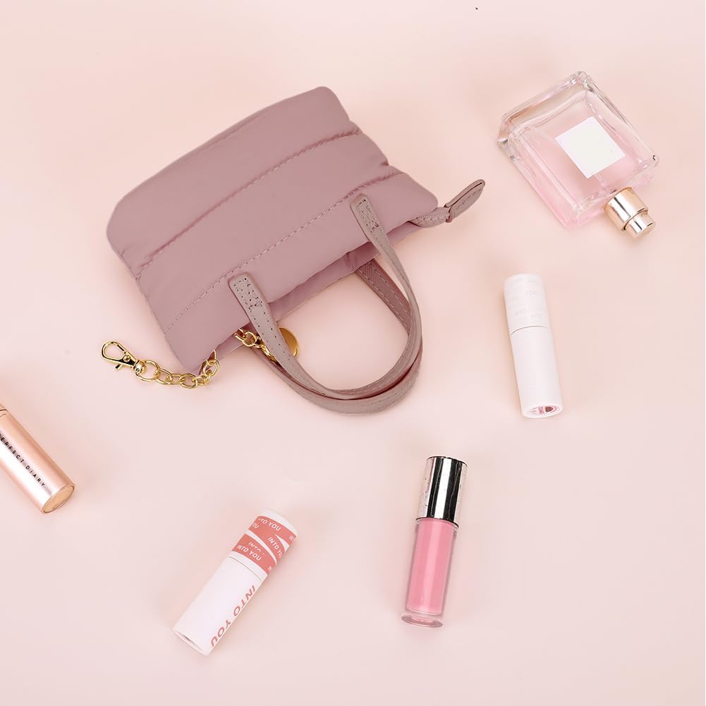 YFGBCX Mini Makeup Bag Puffy Cosmetic Bag Keychain Pouch Bag for Mini Makeup Kit Cute Lipstick Pouch Coin Purse