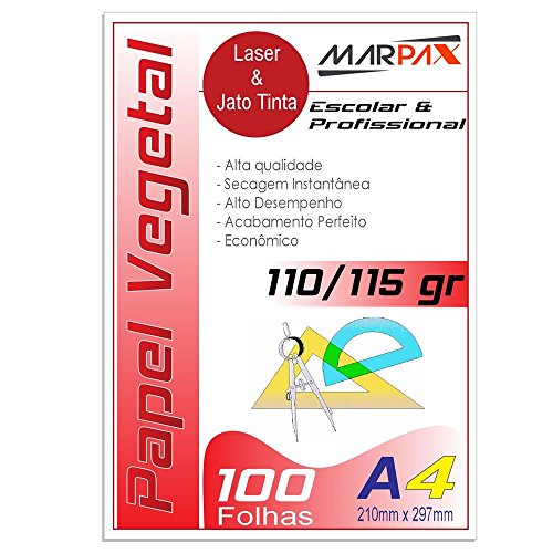 Papel Vegetal, Mares, A4, 115 Gramas, 210x297 mm, Pacote com 100