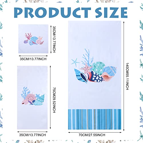 Kinlop Set Of 6 Coastal Bath Towel 2 Bath Towel 2 Hand Towel 2 Washcloth, Multipurpose For Bathroom, Hotel, Gym, Spa And Beach, Coastal Inspired Bathroom Accessories, White #TOP2