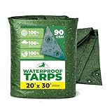 Bio Green RX-90-20x30-G Waterproof 20 x 30 - Multipurpose Heavy Duty Tarp - Multi-Layered Cross-Laminated Film Tarpaulin - Ideal for Farming, Camping, Furniture Cover, 20x30