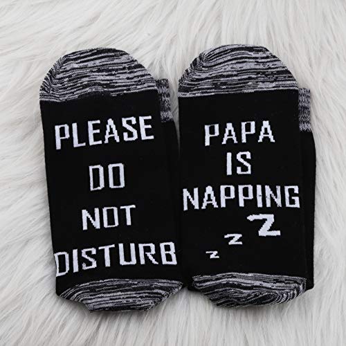 JXGZSO Napping Socks Papa Gift Mens Funny Socks Do Not Disturb Papa Is Napping Socks Father’s Day Gift3