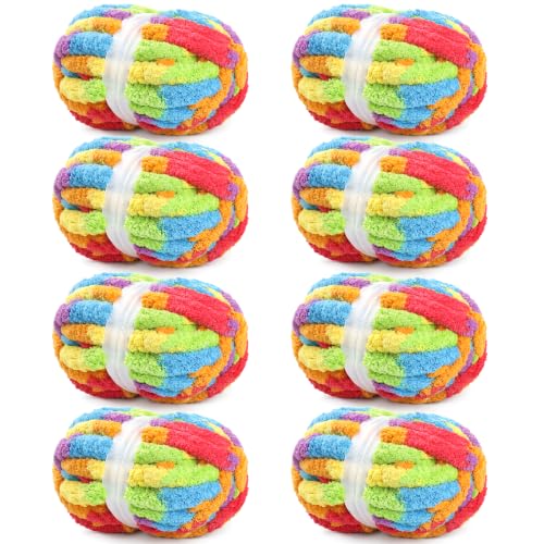Image of Rainbow Chunky Yarn for Hand Knitting - #10 Jumbo Yarn for Crocheting