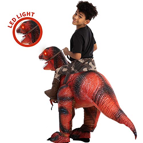 Spooktacular Creations Inflatable Halloween Costume Ride A Raptor Inflatable Costume With Led Light Eyes - Red, Child (7-10) Unisex #TOP2