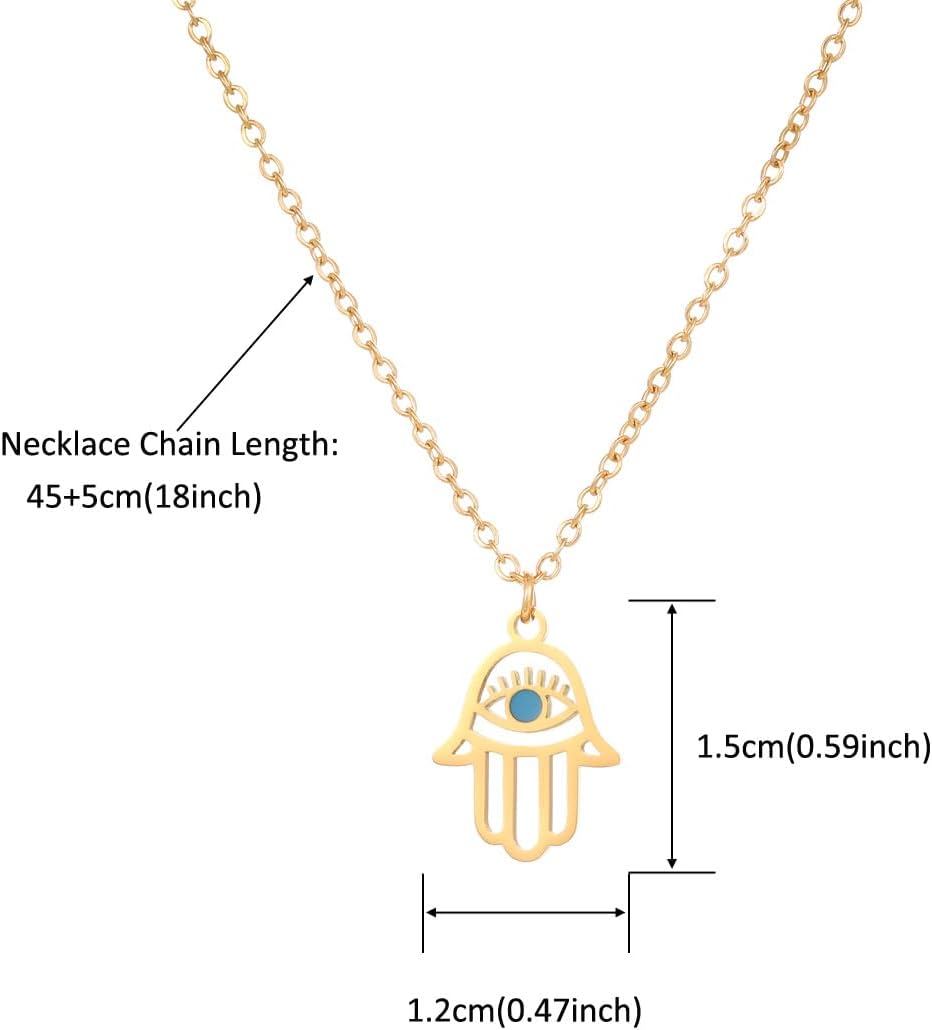 Stainless Steel Hebrew CHAI Necklace | Hand of Fatima Pendant | Turkish Evil Eye Charm | Israel Map Blessing Necklace | Protection Jewelry for Women men Include a Gift Box - Image 3