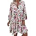 IMJONO Automne Robe Femme Manches Longues Loose Casual Chic Robe Bohême Imprimé Floral Dress Femme Grande Taille Mini Robe Été Cocktail Plage Mini Jupe Vacances Printemps été Vetement Femme Pas Cher