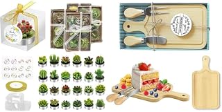 24 Pcs Succulent Candles with 1 Set Bamboo Mini Cheese Board