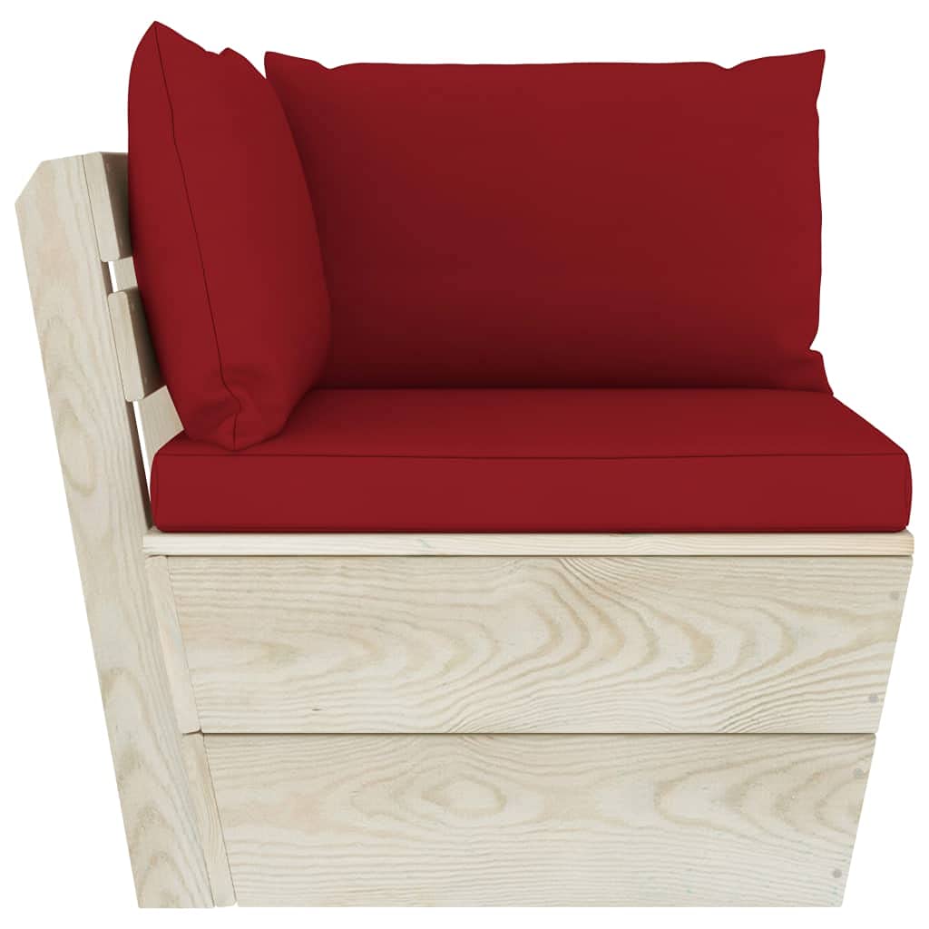 vidaXL Abeto Impregnado Sofá de Esquina de Palets de Jardín Cojines Asiento Silla Sala de Estar Salón Terraza Patio Exterior Estable Balcón Seccional