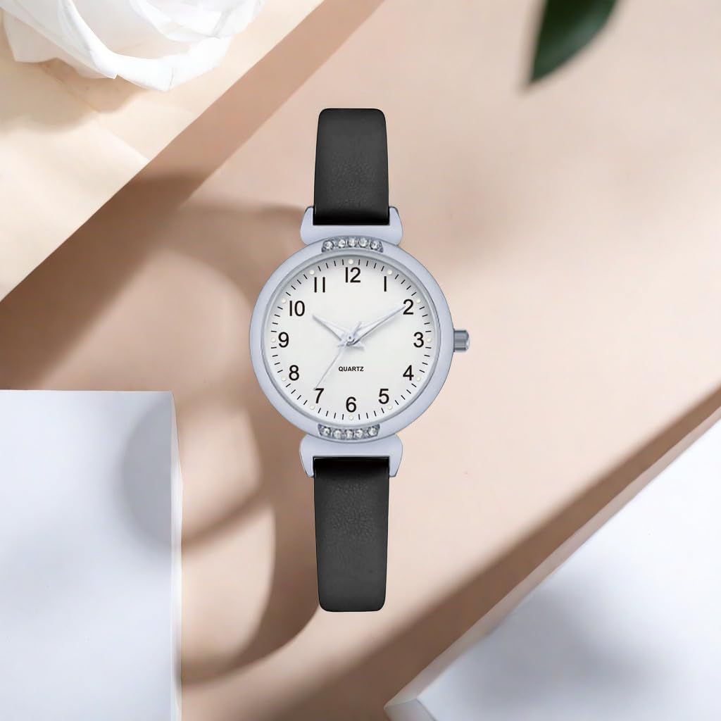 NUOVO Women's Silicone Sports Watch - Crystal Accented Leather Strap Analog Display - Image 4