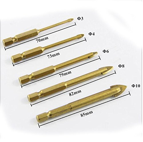 Driak 5Pcs Tungsten Carbide Titanium Coated Glass And Tile Drill Bits Set For Ceramic Tile Marble Mirror Glass #TOP1