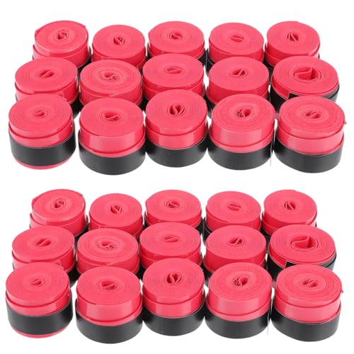 Cintas elásticas para raquetas de tenis y bádminton con agarre antideslizante rojo