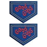 HWQVA Good Guys Patch, Halloween Iron on Patches for Hats, Jeans, Clothes, Cloaks, Classic Thriller Movie Character Theme Embroidery Patch(Style-1)