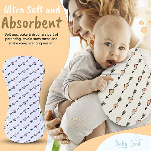 Organic Burp Cloths For Baby Girls - 5-Pack Ultra Absorbent Burping Cloth, Burp Clothes, Newborn Towel - Milk Spit Up Rags - Burpy Bib For Unisex, Boy, Girl - Burp Cloths Set #TOP2