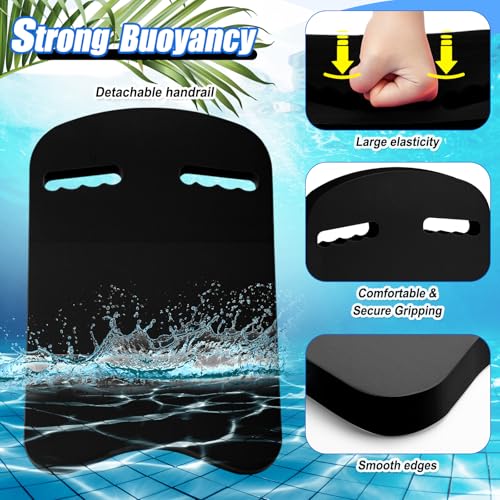 Motionchic 2 Pcs Swimming Kickboard Pull Buoy Set Training Aid Float Pull Buoy Leg Float Swimming Training Equipment Accessories for Hand Leg Adults Children Beginners Exercise Fitness(Black) - Thumbnail 3