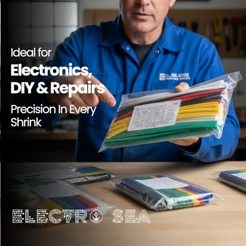Image of ElectroSea Large 20 Cm Each Heat Shrink Tube Set, 100 Pieces Multicolor Polyolefin Tubing Kit, 1-12mm Assorted Sizes for Wire Protection, Cable Repair, Metal Insulation
