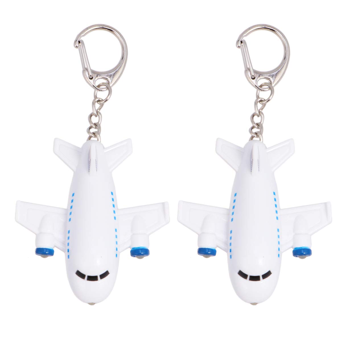 Toyvian Airplane Keychains Set of 2 Led Luminous Key Holder with Sound for Kids Birthday Gift and Key Decoration