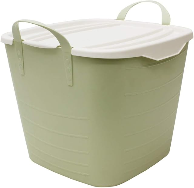 JVL Funktional Large 35 Litre Plastic Storage Container with Lid, Green, 49x44xH41cm